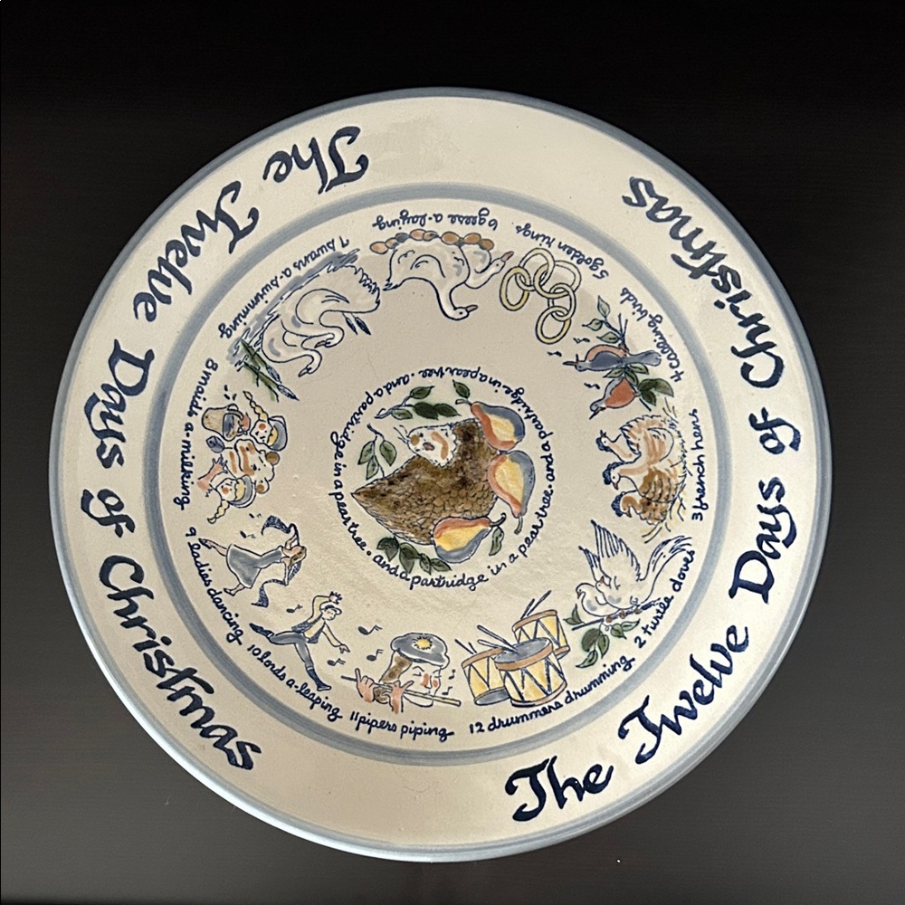 Vintage Louisville Stoneware - The Twelve Days of Christmas Decorative Plate
